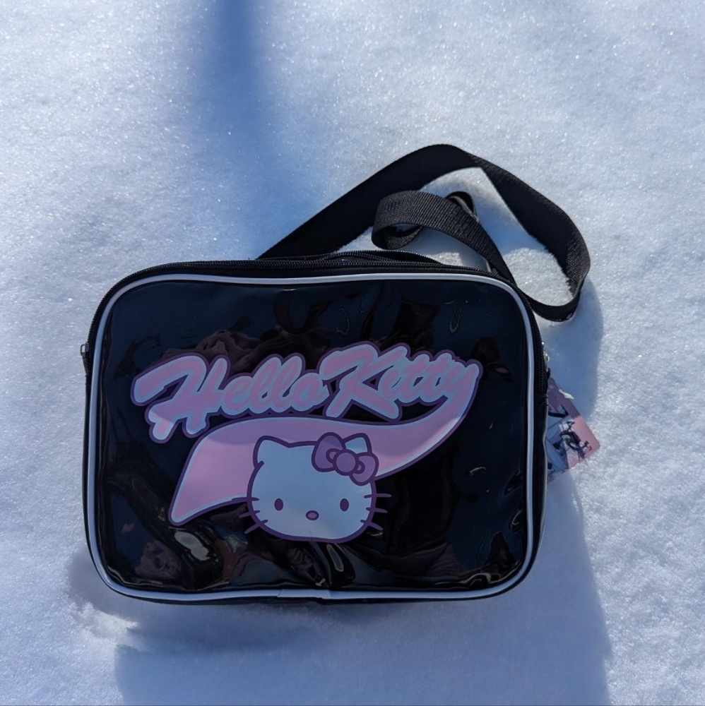 hello kitty black vinyl bag